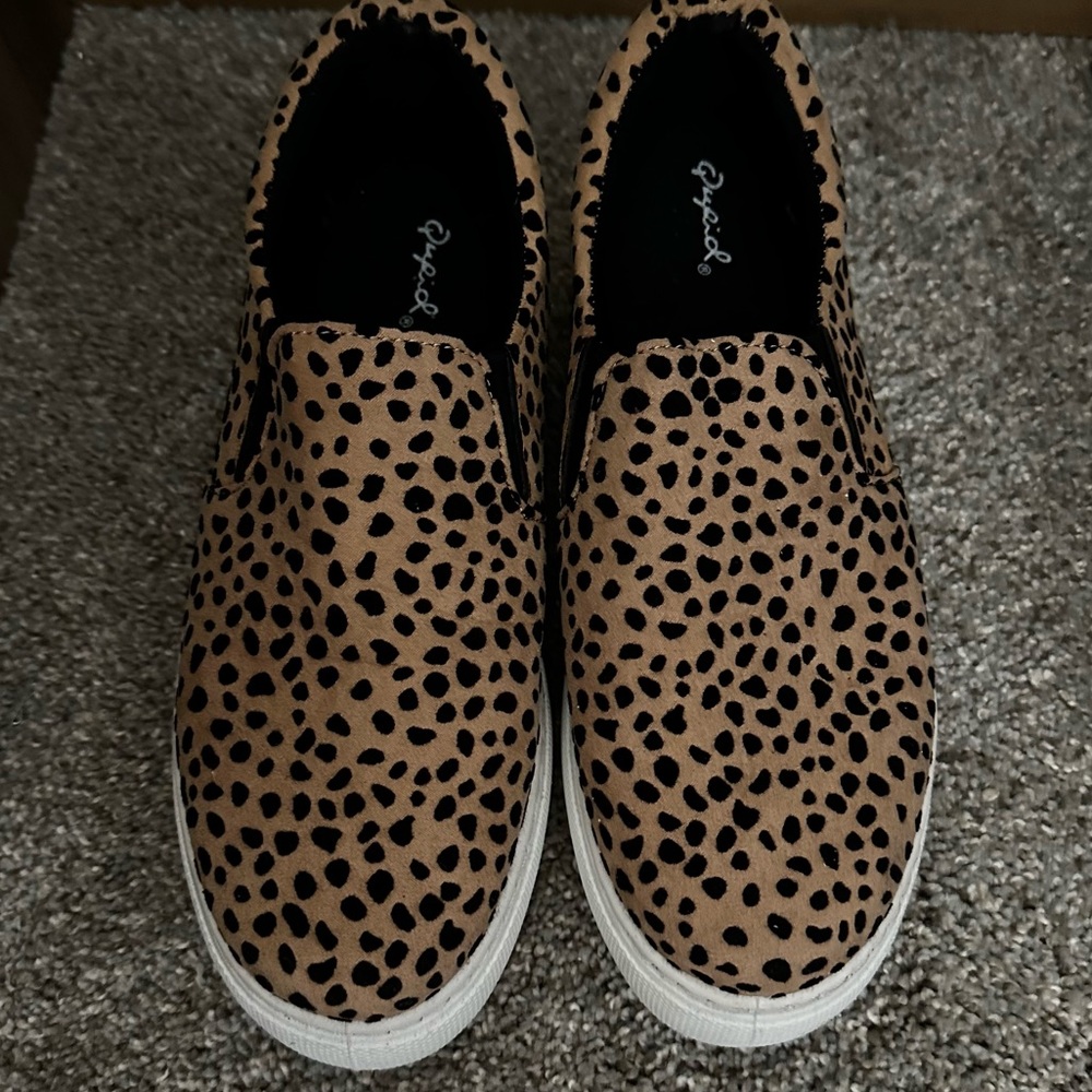 Platform Casual Animal Print Slip On Shoes-Leopard Print